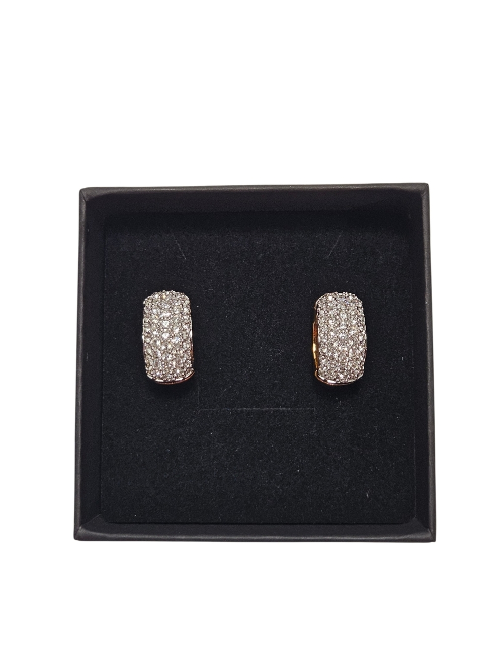 Vintage Swarovski Crystal Dome Hoop Earrings